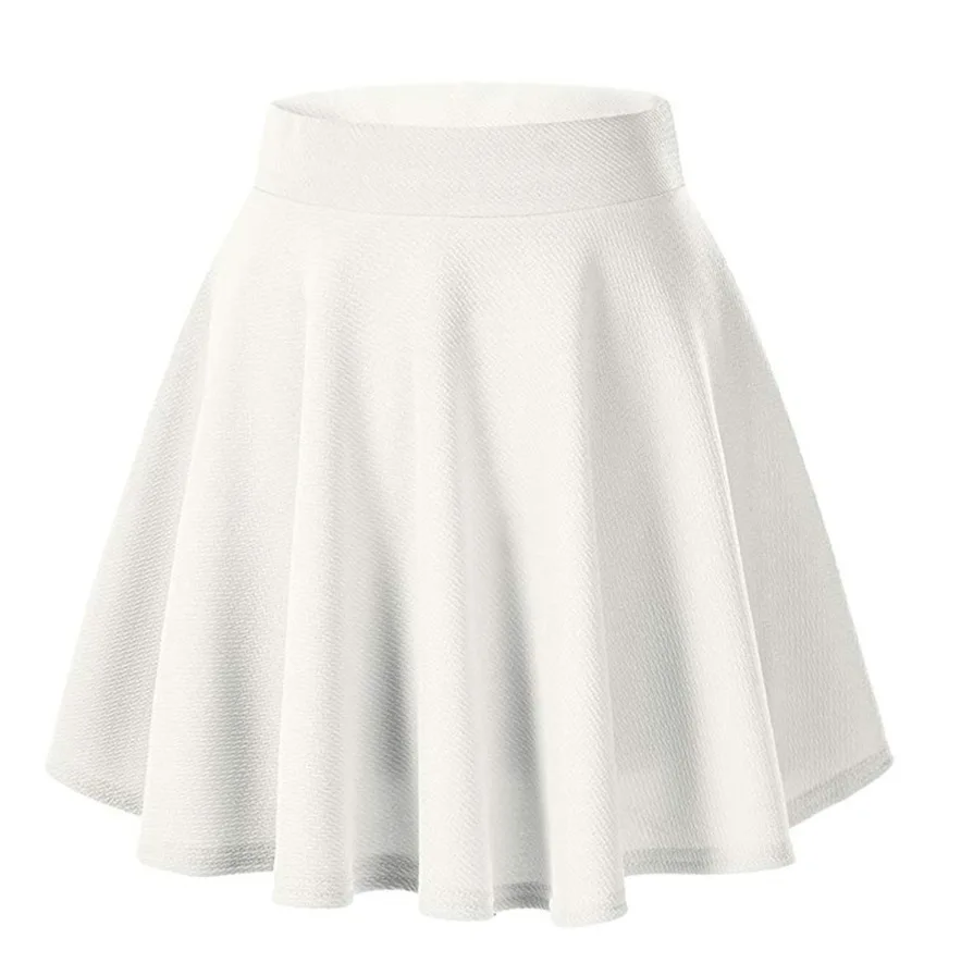 Elastic Flare Skirt for Women Fashion Mini Elastic Pleated Half-length Skirts Student Uniform Stretch Basic Flared Skirts