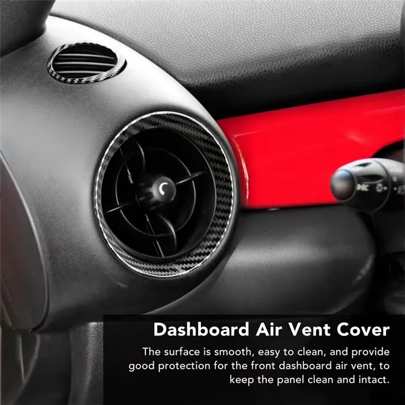 

A66P-4Pcs/Set Car Air Vent A/C Outlet Trim Ring Cover Carbon Fiber Look For MINI Cooper R56 2006-2013