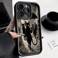Black Cats with Umbrella in Castle Shockproof Phone Case for Xiaomi Redmi Note 14 13 12 11 10 9 8 7 Pro Anti-Slip Soft TPU Cover