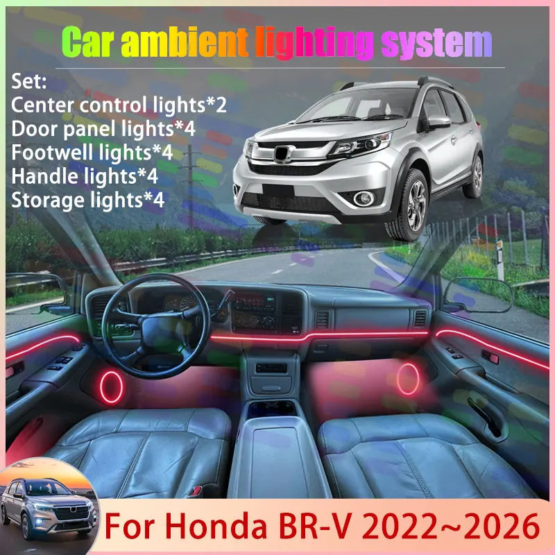 لهوندا BR-V DG3 MK2 2022 ~ 2026 2023 2024 2025 2/18 في 1 سيارة مصباح لتهيئة الجو مصباح RGB الظل فرقة غاسل جو مجموعة #1