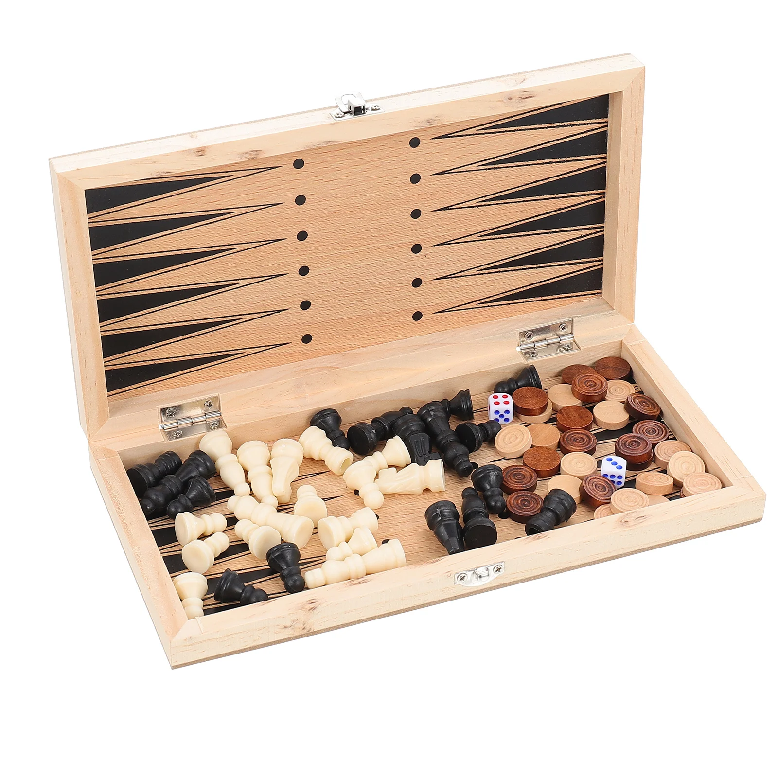 

1 set Wooden Chess Set Handcrafted Kids Checkerboard Toy Portable Foldable Travel Learning Game No Burr Lightweight