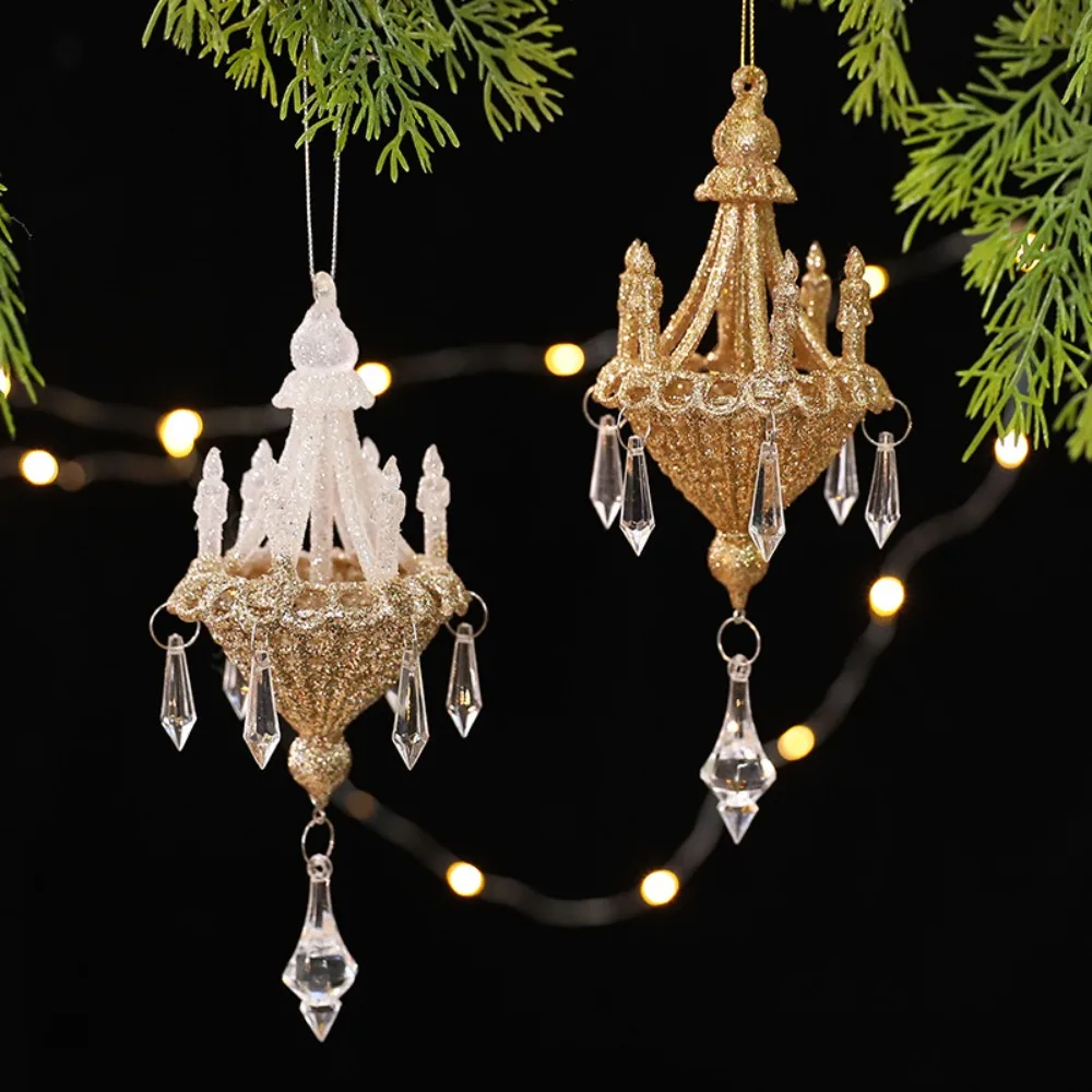 

Acrylic Christmas Crystal Chandelier Pendant Realistic Decorative Christmas Tree Ornaments Glitter Xmas Tree Hanging Decorations
