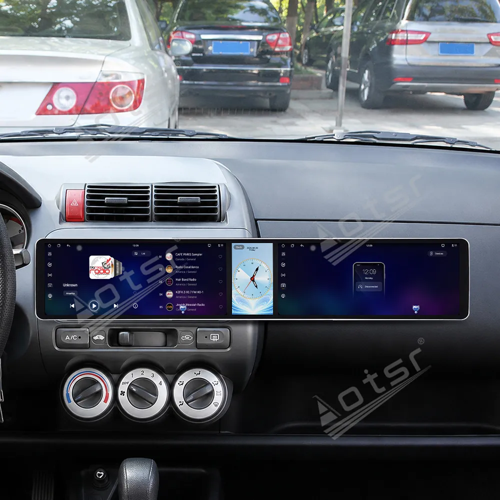 Triple Screen Android For Honda Fit 2007~2014 Car Multimedia Automotive Carplay Auto GPS Navigation Car Radio Stereo Head Unit