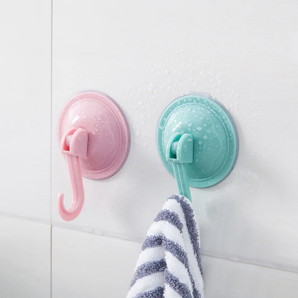 

6pcs Suction Cup Hooks 5Kg Strong Wall Hanger For Kitchen Bathroom Home Towel Hat Umbrella Holder Plain Pink Beige