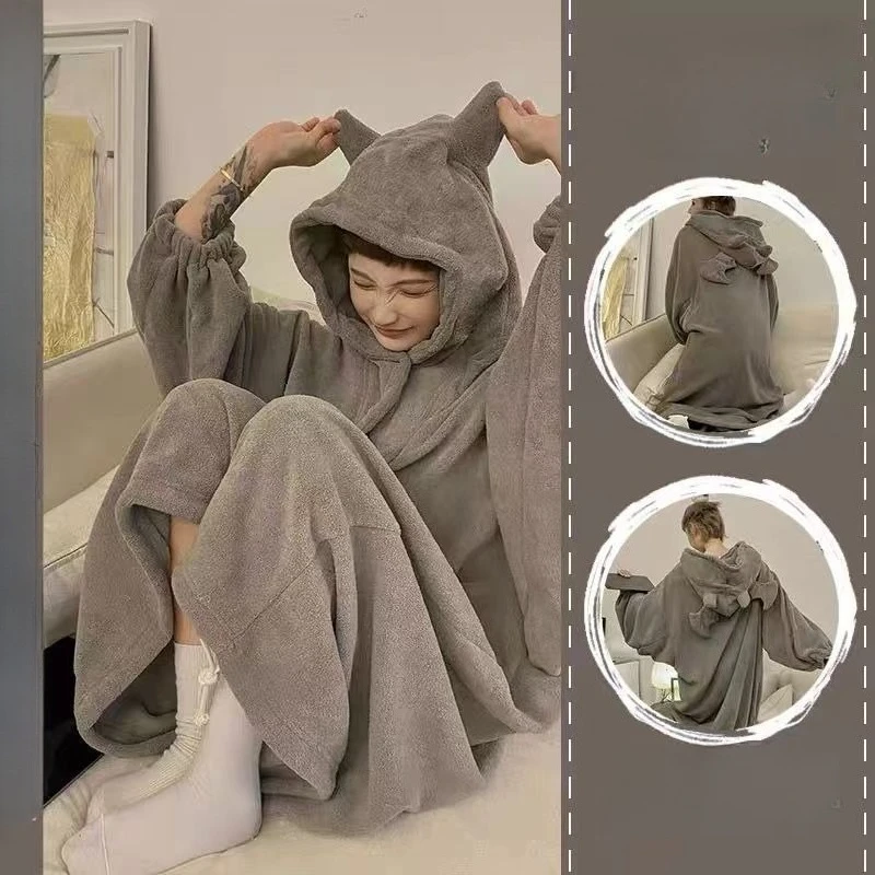 Women's Robes Fall Winter Long Over-the-knee Fattened Enlarged Size Loose Farley Velvet Bathrobes Korean Version Loungewear New