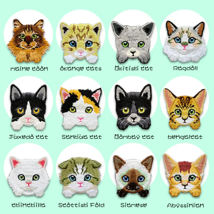 Embroidered Cat Patch Small Fashion Patch High-Density Clothing Patch