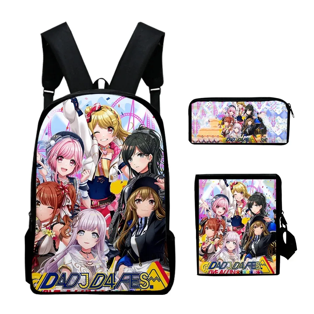 Harajuku 3d backpack printing,popular d4dj all mix anime,3pcs/set,laptop bag,shoulder bag,case