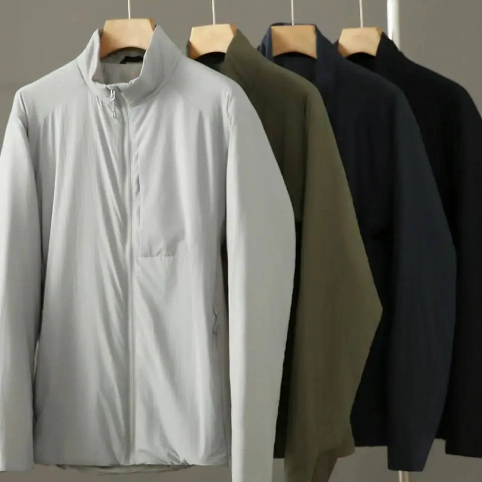 

Lightweight Cotton Jaet Bird Sle Stand Collar Commuting Outdoor Busin Casual Pure Color Youth Faion Stand Fit