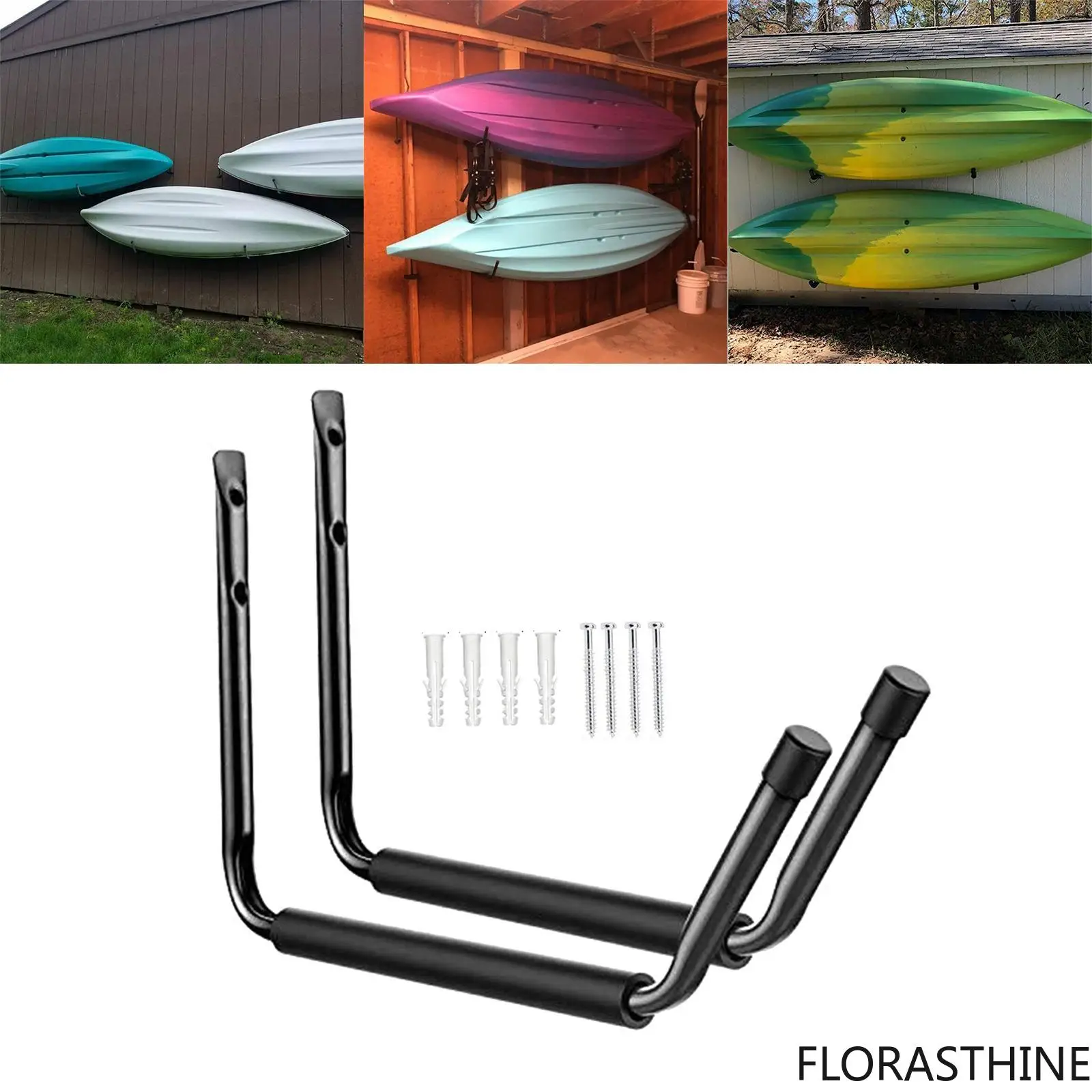 2Pcs Kayak Rack Garage Hook Modern Wall Mount Kayak Canoe Hangers Hanger for Snowboards Ladders Surfboards Folding Chairs Bikes