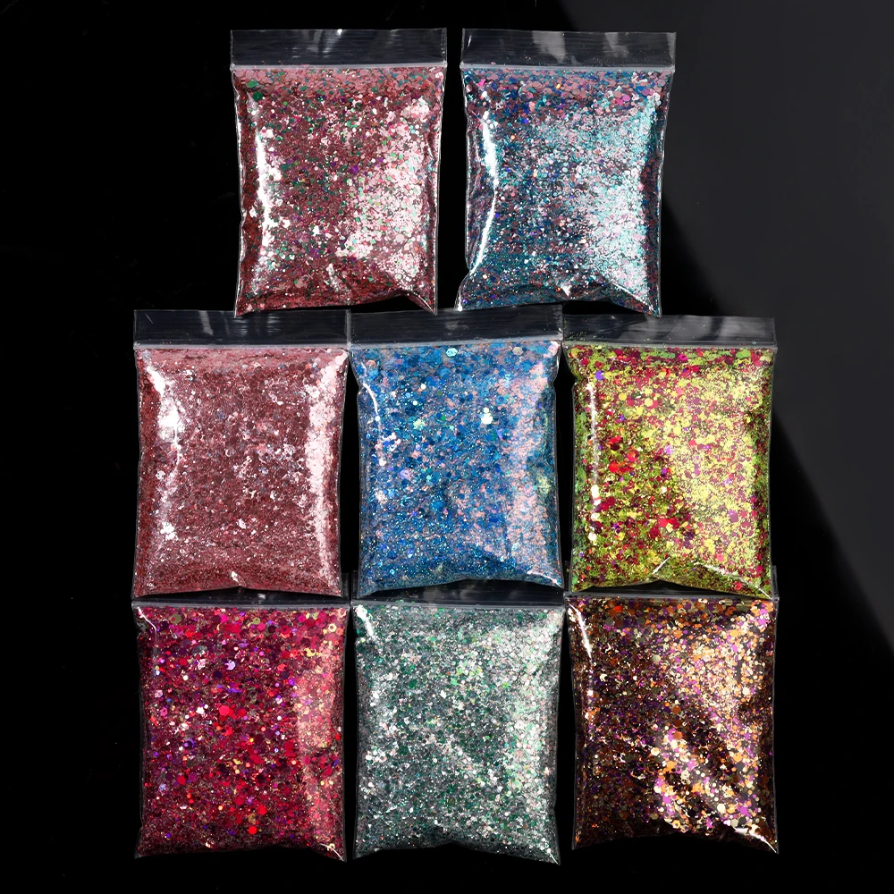 1Kg Twinkle Gouden Nail Art Glitter Diy Bulk Mix Hexagonale Vlokken Pailletten Holografische Dikke Manicure Flash Ambachten Decoratie 1Kg-P