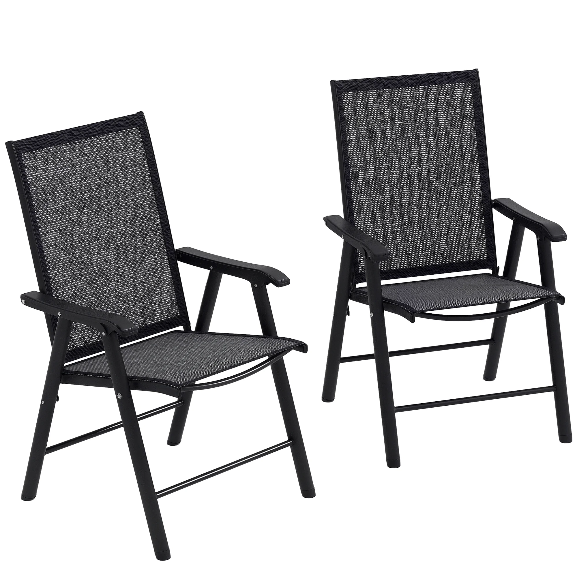 Outsunny Conjunto de 2 Sillas de Camping Plegables con Reposabrazos para Jardín