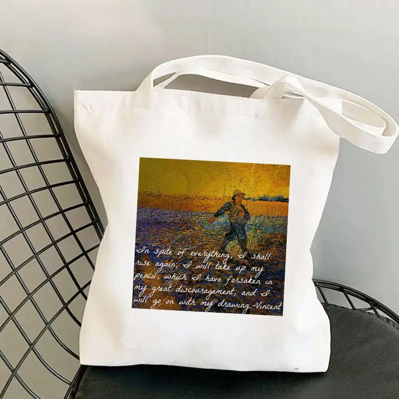 Van Gogh Series Painting Shopping Bags for Women Resuable Large-capacity Shopper Bag Harajuku Eco Tote Bag Student Bolsos Mujer