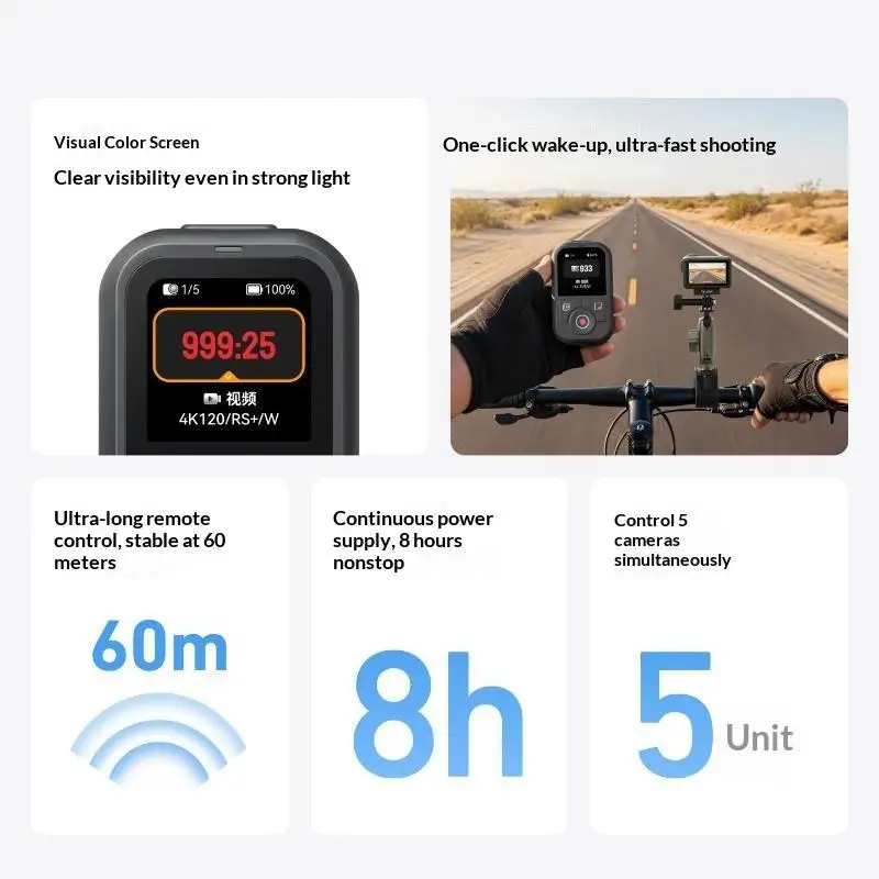 Bluetooth Remote Control for OSMO Action 6 5Pro 4 360 Portable Wireless Controller for Outdoor Vlog Filming
