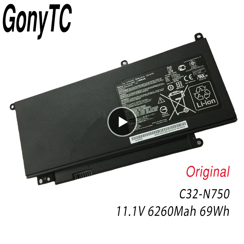 

New C32-N750 Laptop Battery For ASUS N750 N750J N750JK N750JV N750Y47JK-SL N750Y47JV-SL 11.1V 6260mAh/69WH