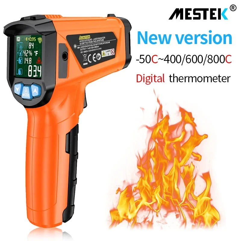 Mestek Digital Infrared Thermometer Pyrometer Color Screen Display 2 degree Accuracy Adjustable emissivity Thermometer IR02C