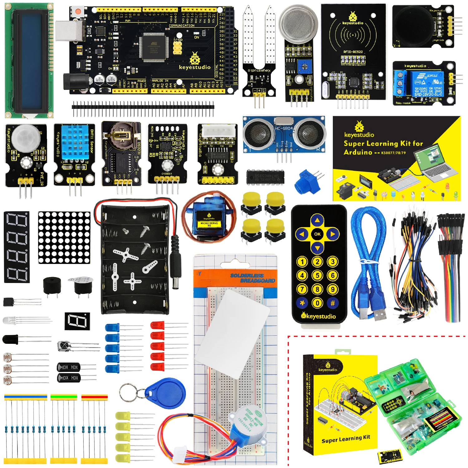 Keyestudio STEM Super zestaw startowy z tablicą Mega +32 projekty dla Arduino zestaw startowy elektroniczny zestaw do programowania DIY + instrukcja