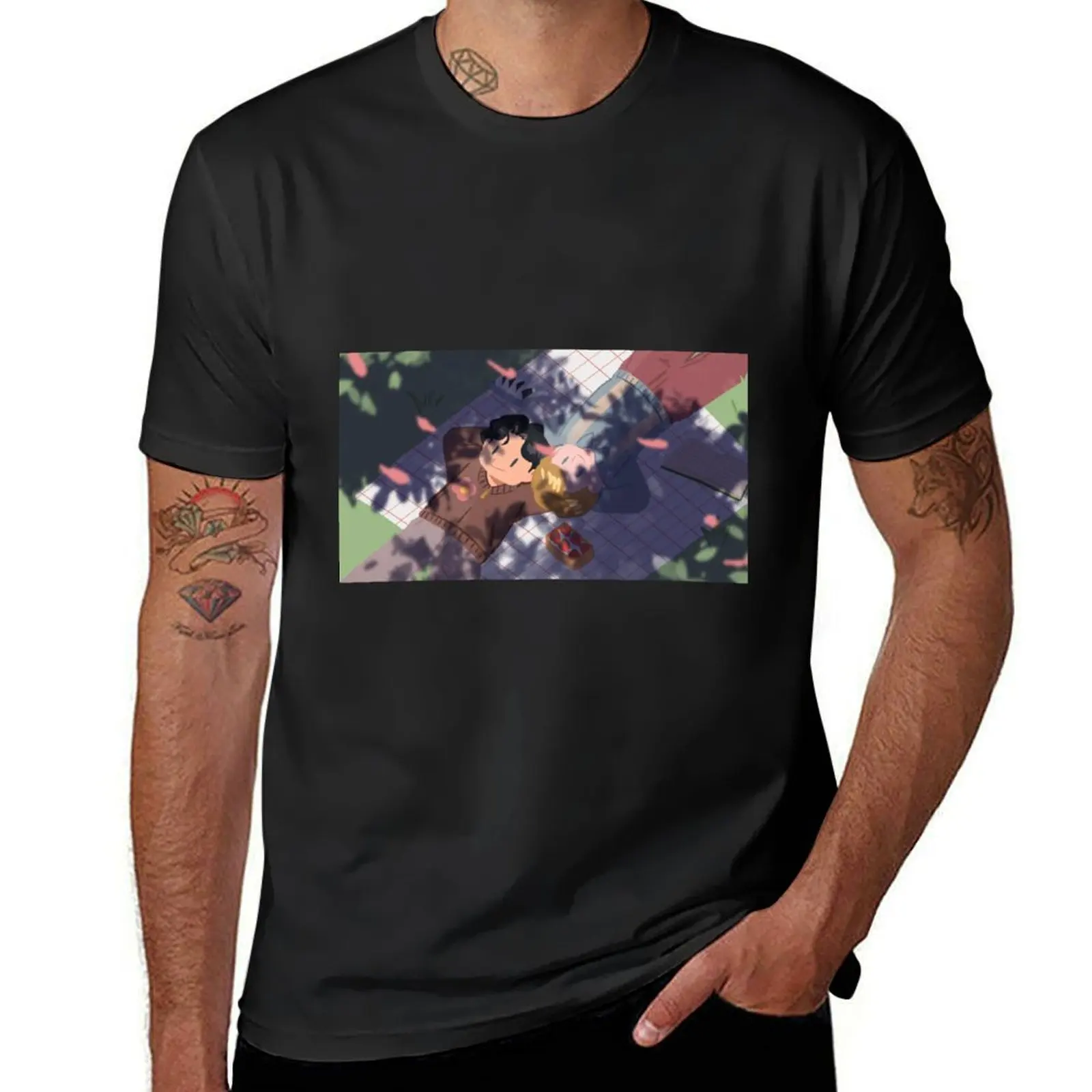 Spring Under Sakura Trees - Gay Art T-Shirt plus size tops boys whites summer clothes quick-drying black t-shirts for men