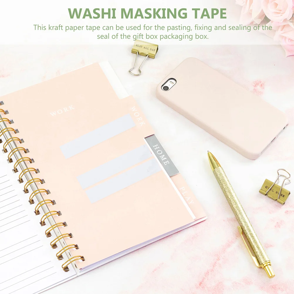 5 pcs Kraft Paper Tape White Adhesive Waterproof Sealing Packaging For Crafts Stationery Box Tearable Bundled Tape