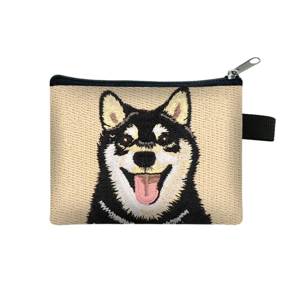 Cartoon Dog Coin Purse Lightweight Portable Polyester Purse Dog Key Card Purse Exquisite For Shopping Short Trips Pet Lovers