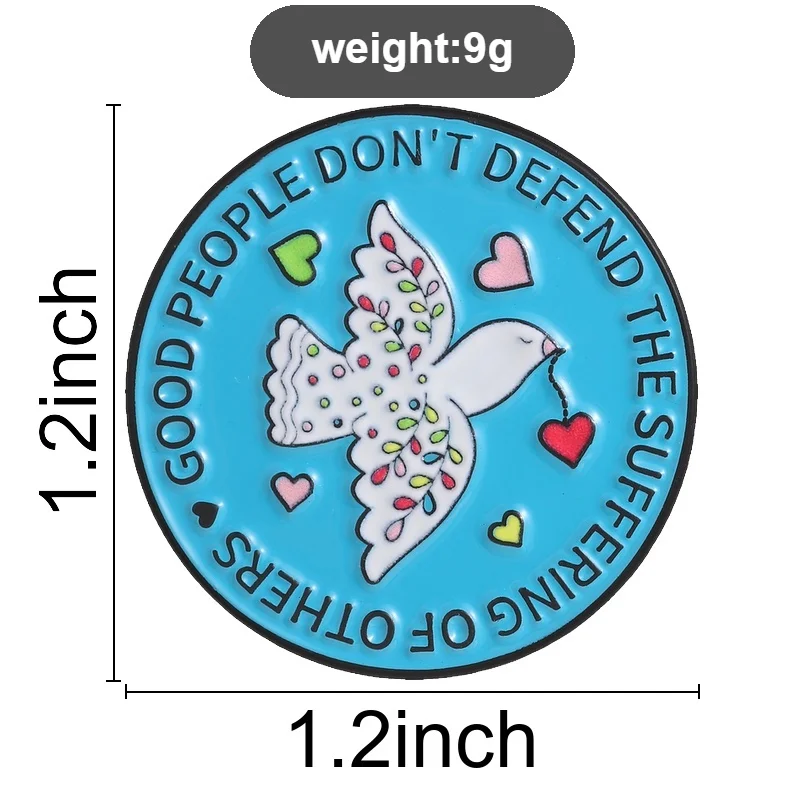 Cute Cartoon Peace Dove Enamel Pin, Multi-Color Heart and Righteous Quote Design Badge, Fashion Accessory, Gift for Frien
