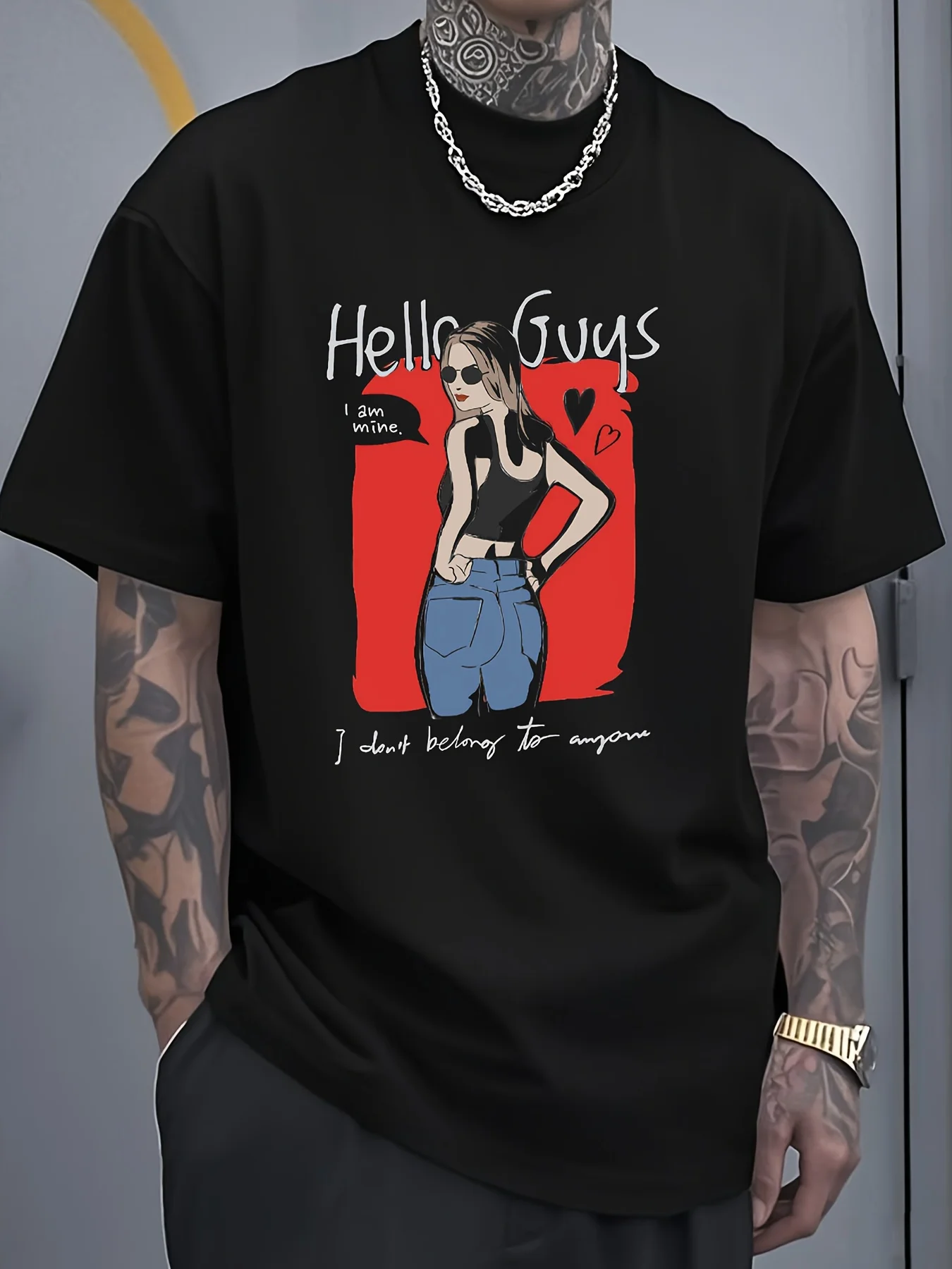 

Красивый силуэт, веселый узор, футболка с короткими рукавами, удобный топ в уличном стиле,