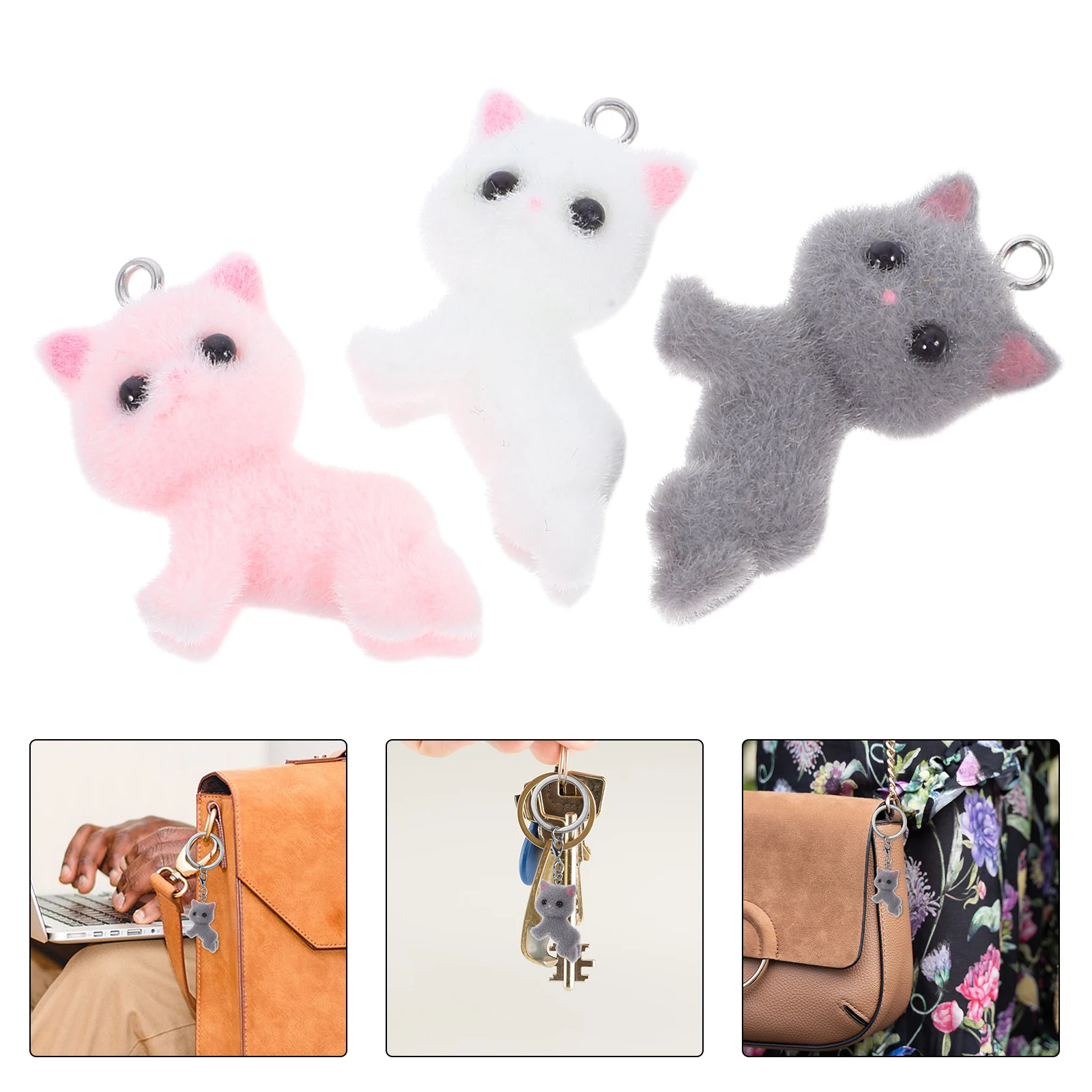 

3 Pcs Animal Resin Jewelry Making Dangle Charms Cute Cat Earring Necklace Kitten for 3d Lying Pendants