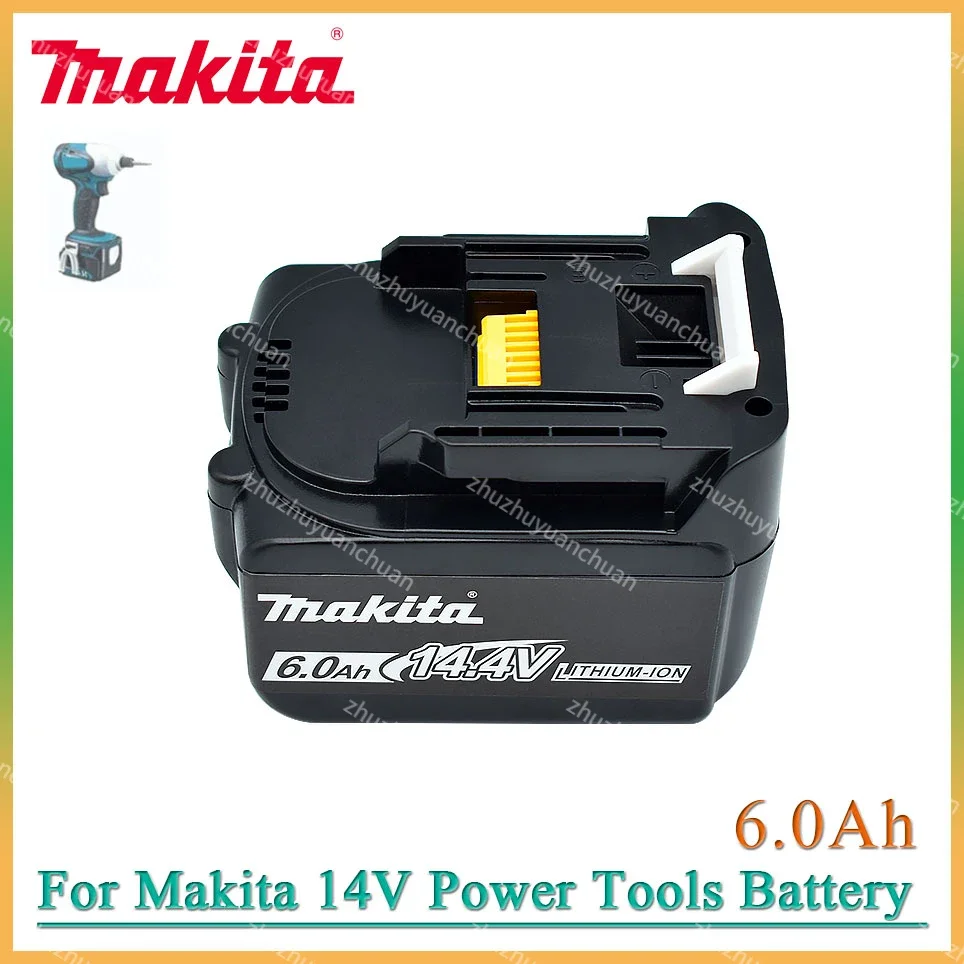 Original Makita 6000mAh 14.4V Rechargeable Li-ion Battery For Makita 14V Power Tools 6.0Ah Batteries BL1460 BL1430 1415 194066-1