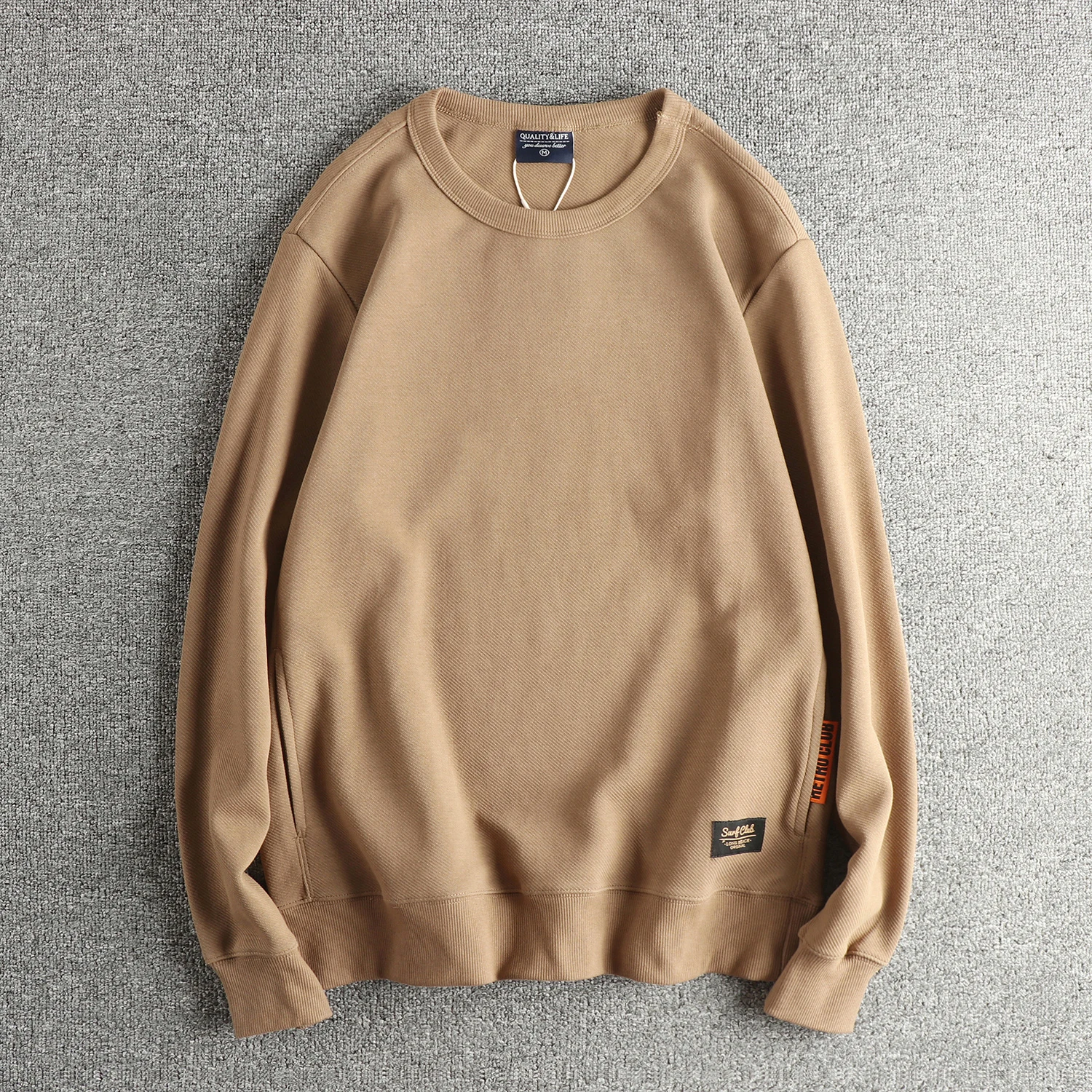 

Loose Fit round Neck Sweatshirt Knitted Fabric Long Sleeve Color Basic Style Autumn Winter New Arrival Male Fashion Clo...
