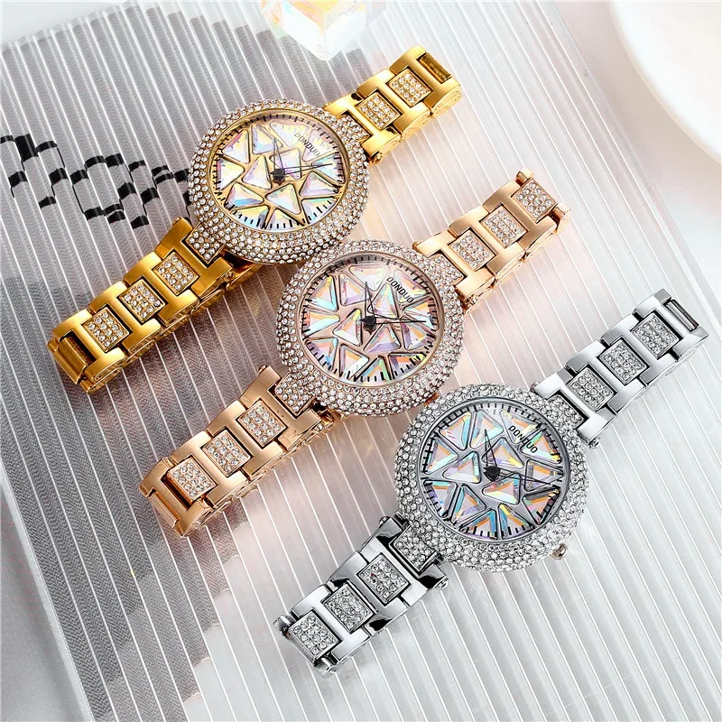 Creative Rhinestone Women Quartz Watch Luxury Ladies Dress Wristwatch Water-proof Women Watches Clock Rotate Montres Femme