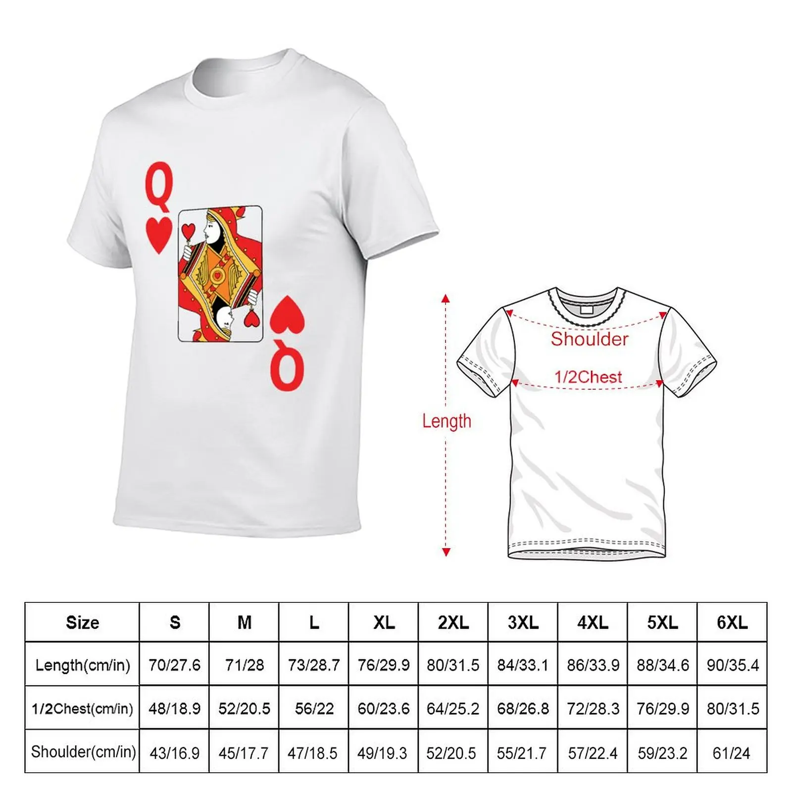 Queen of Hearts Poker playing card halloween T-Shirt anime tshirt sports fans men tshirt