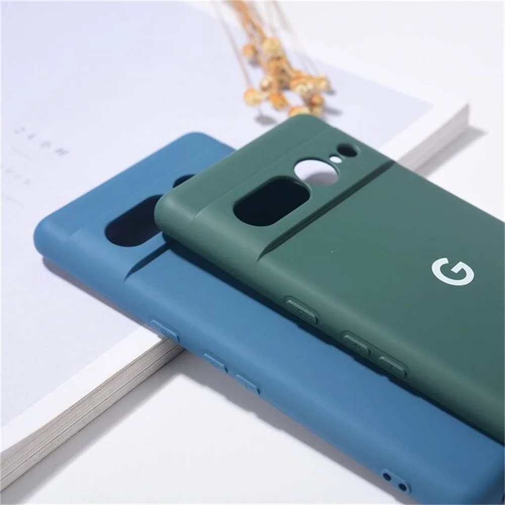 Original TPU Case For Google Pixel 6 7 8 Pro Liquid Silicone Cover For Pixel 8A 7A 6A Shockproof Protective Back Shell With Logo