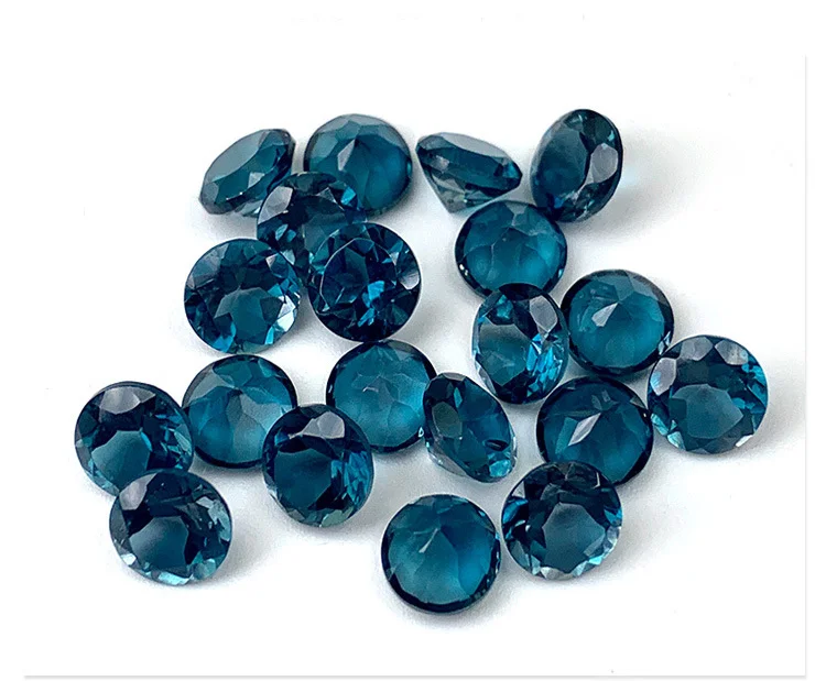 Factory Wholesale 100% Real Natural Round Brilliant Cut London Blue Topaz Gemstone Loose Gems Diy Material for Jewelry
