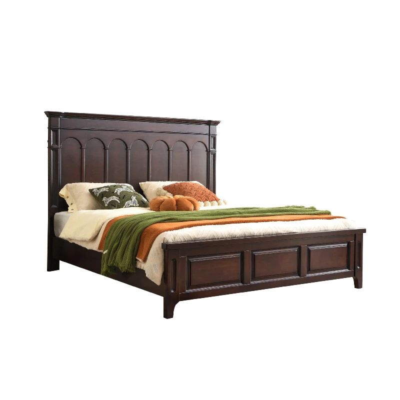 

American country solid wood bed, retro double bed bedroom