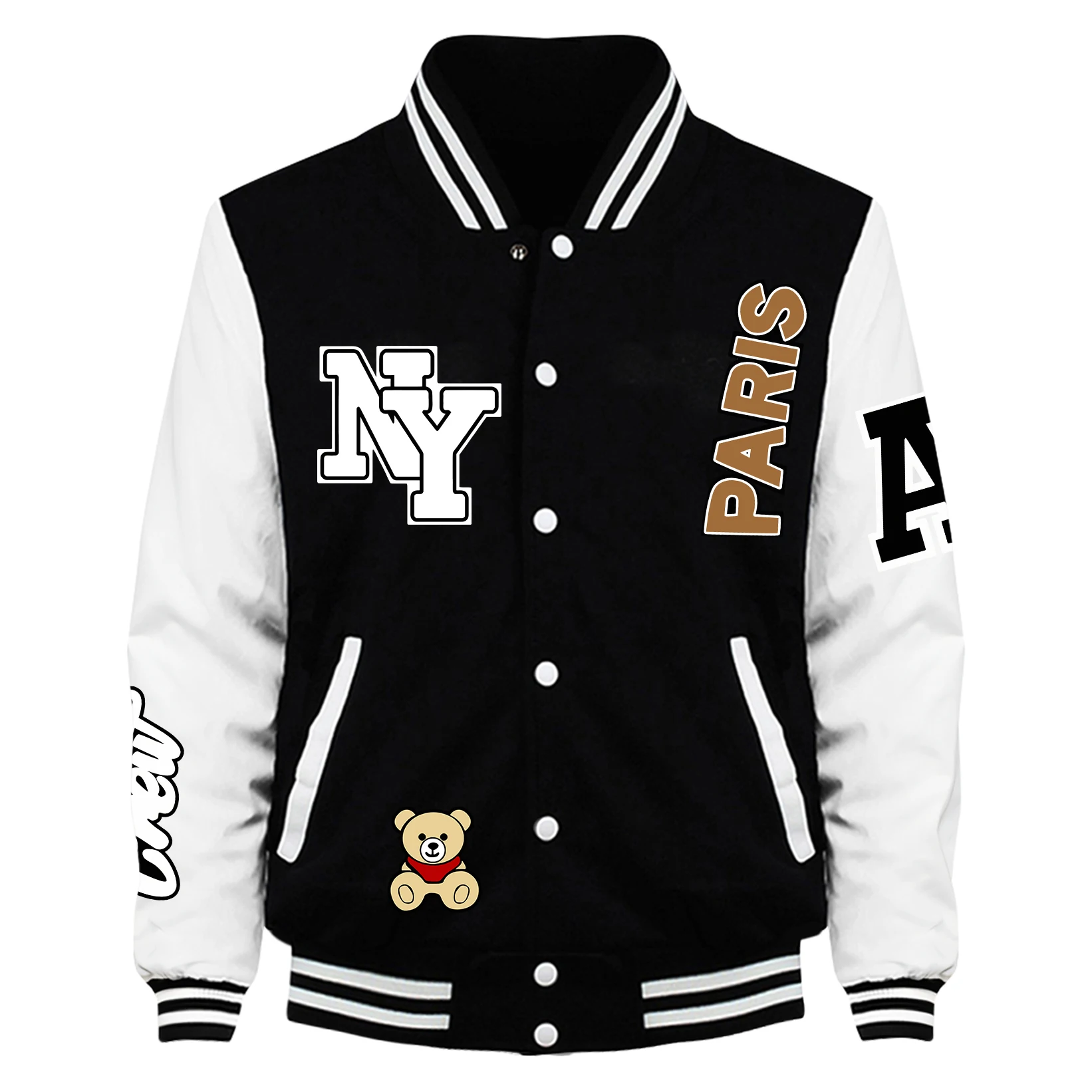 

Мужская куртка с принтом New York Paris Are Both Dream Cities, свободная бейсбольная майка в стиле хип-хоп, флисовое пальто на пуговицах, осенняя повседневная одежда