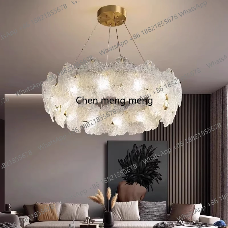 

French medieval American retro living room chandelier cream, minimalist bedroom room adjustable chandelier