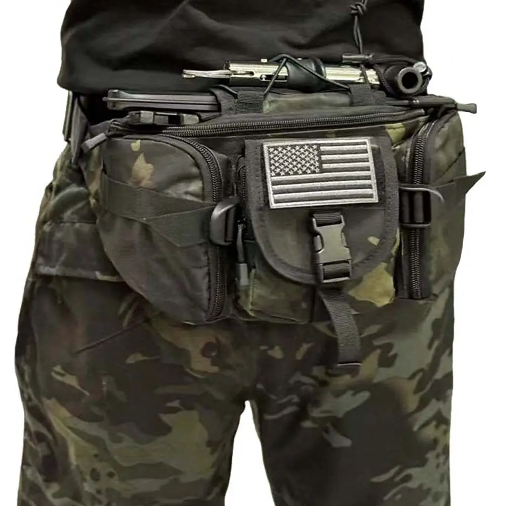 External Shoulder Crossbody, Tactical Waist Bag, Multi-functional Camouflage Hiking Waist Bag