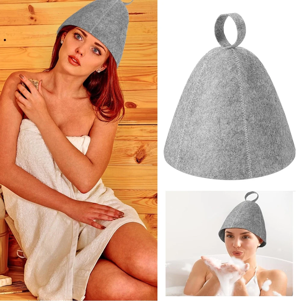 Bathing Cap Felt Sauna Hat Vaporarium Accessories Heat Insulating Shower Cap Head Protection Russian Style Thicken Free Size