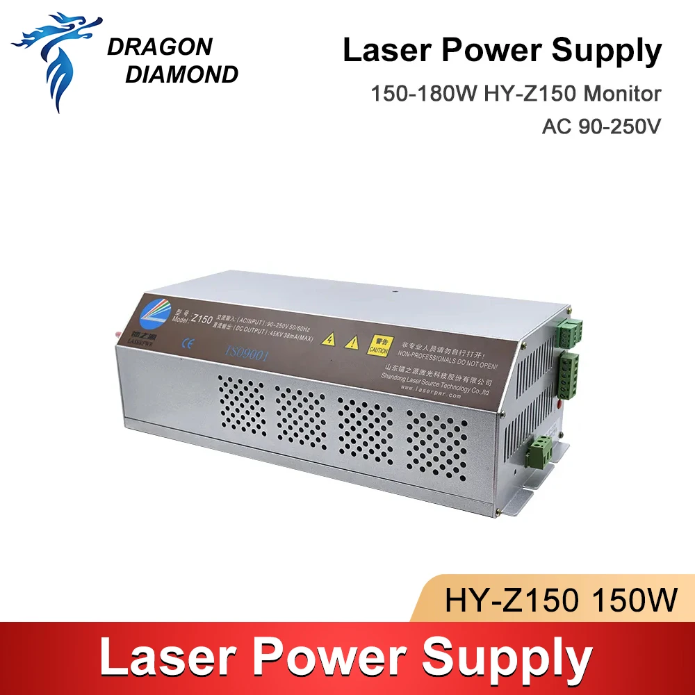 DRAGON DIAMOND Z150 150-180W CO2 Laser Fonte de alimentação AC90-250V para máquina de corte e gravação a laser série HY-Z150 Z