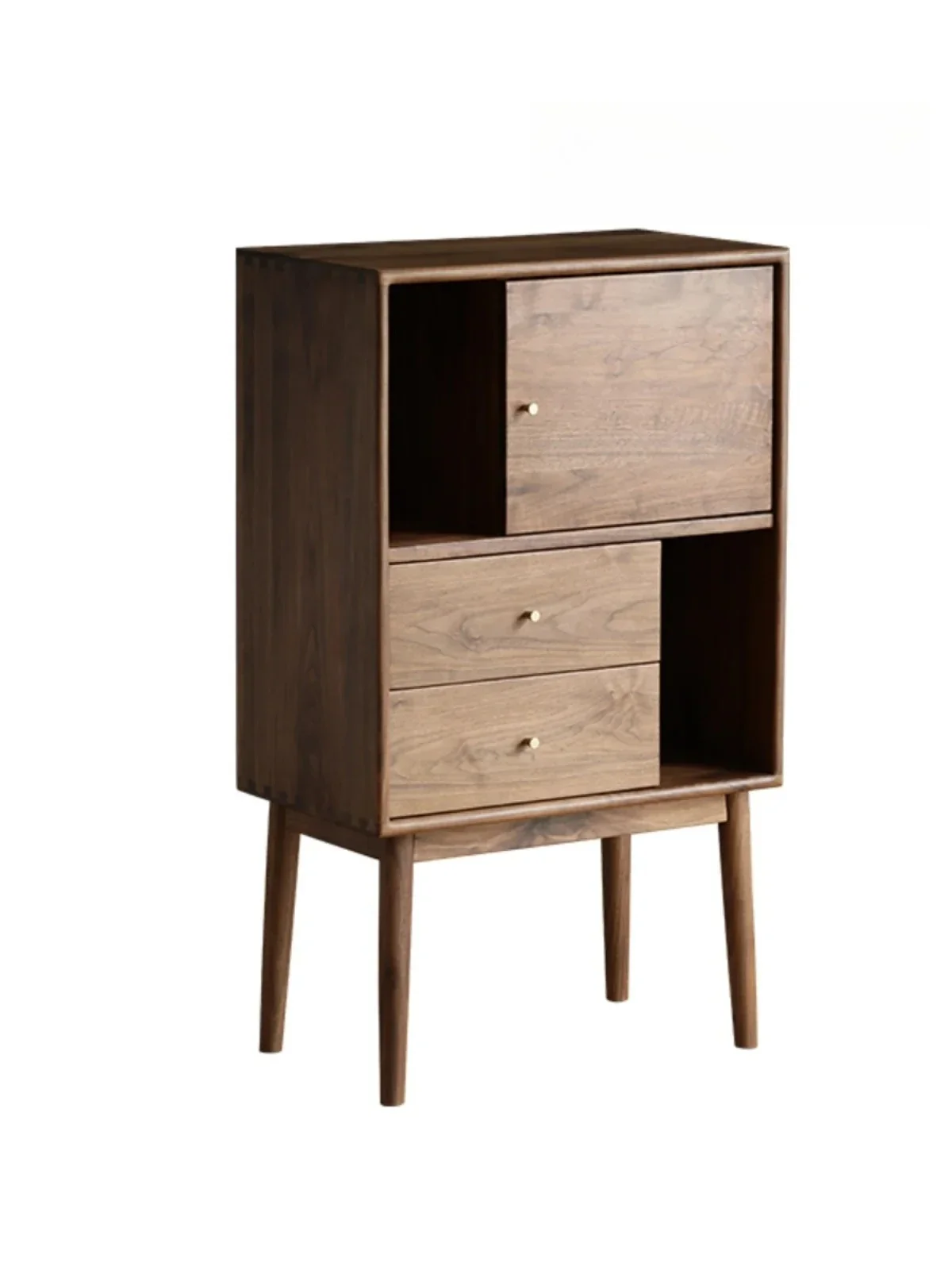 A  North America Black Walnut Wooden Shelf  Side Table Sofa Side Cabinet Magazine Cabinet Sideboard Cabinet