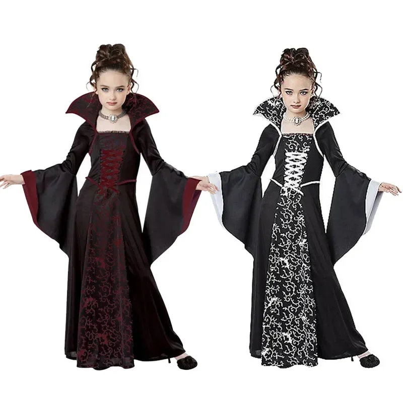 

Halloween Witch Vampire Cosplay Costume for Kids Girls Carnival Dress Up Party Mujer Children's Performance Clothing Disfraz