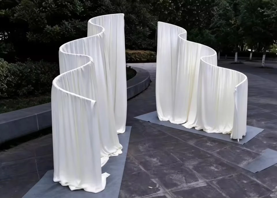60 m lange Hochzeitsbühnendekoration, neuer Hintergrund, transparente Vorhänge aus elastischem Milchseidenstoff – Detail 16