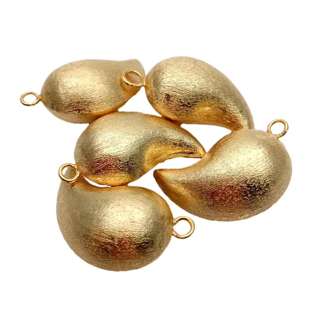 Wholesale 10 PCS brushed 18x30mm Pepper Shape Beads Gold Plated Charm Pendant DIY Beads