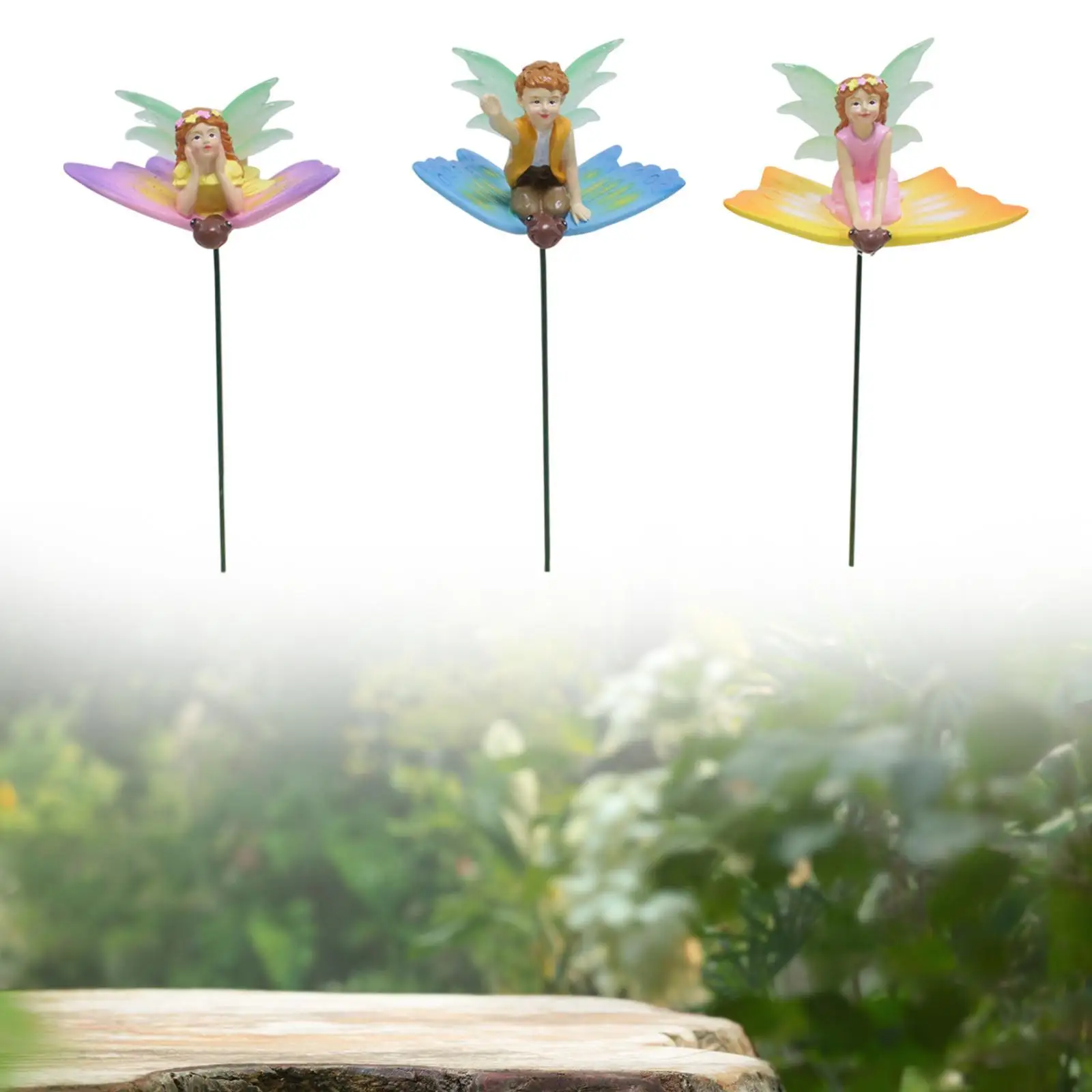 3 Pieces Mini Fairy Statue Garden Stakes Luminous for Lawn Walkway Farmhouse