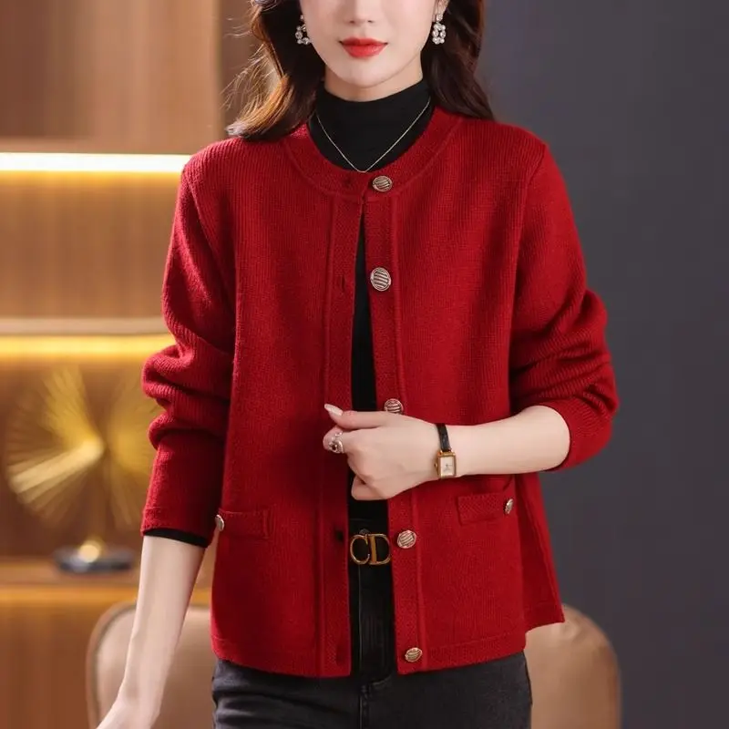 Stylish and Noble Coat for Autumn and Winter Fashion Women's Clothing Young Middle-aged Ladies Tops Autumn Knitted Cardigans