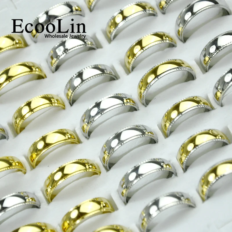 20Pcs Fashion Never Fade Gold and Silver Stainless Steel Ring Universal Jewelry Wholesale LR4014