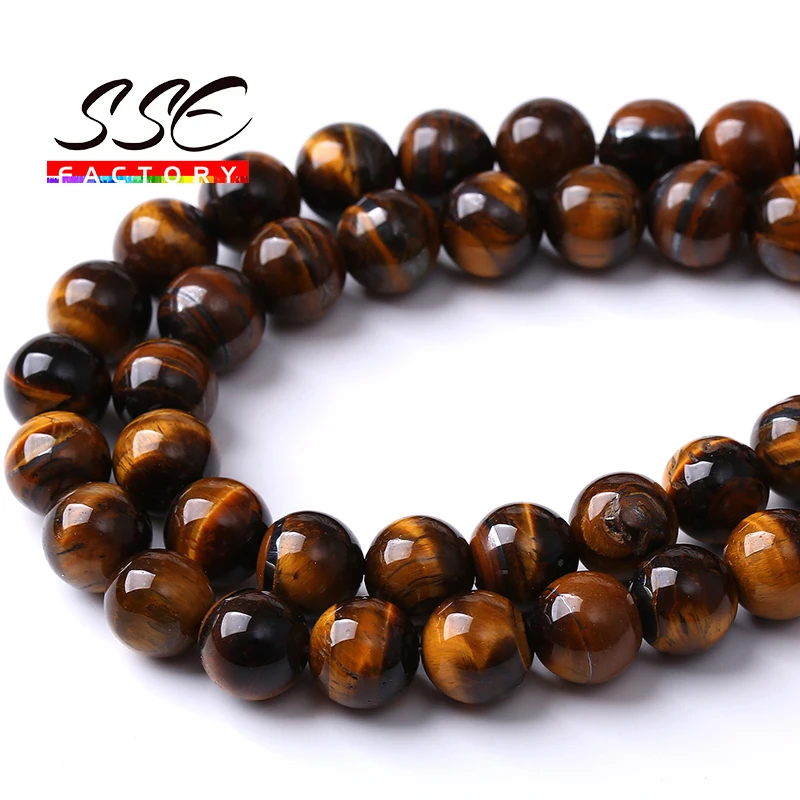 Natural Iron Brown Tiger Eye Stone Round Loose Beads for Jewelry Making Diy Bracelets Necklaces Accessories 4 6 8 10 12 14mm 15“