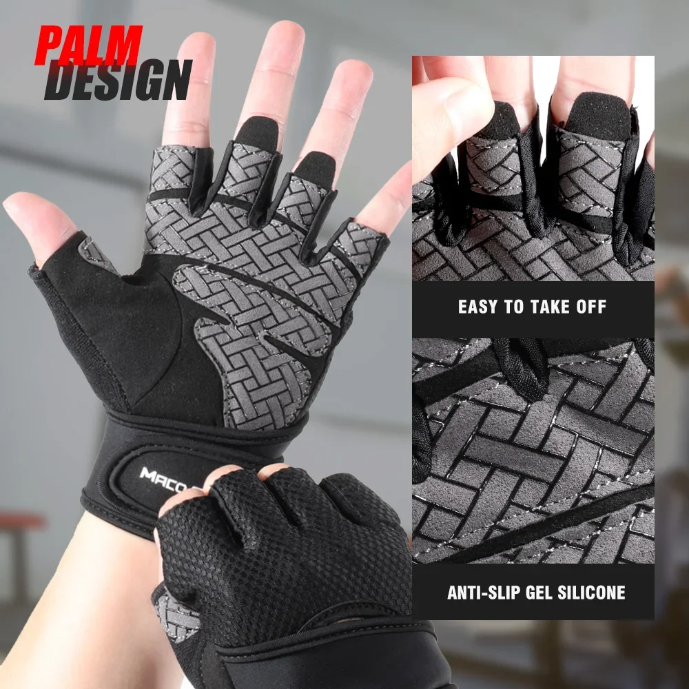Gym Gloves Fitness Weight Lifting Body Building Training Sports Workout Anti-skid Half Finger Wrist Hand Protector for Men Women