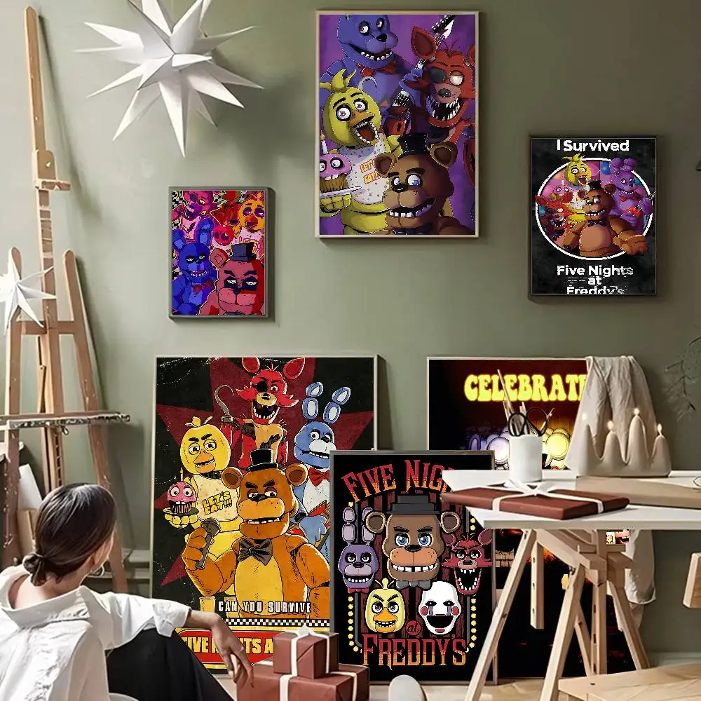 F-Fnaf F-Five-N-Nights-At-F-Freddys Anime DIY Sticky Poster Whitepaper Prints Posters Artwork Vintage Decorative Painting