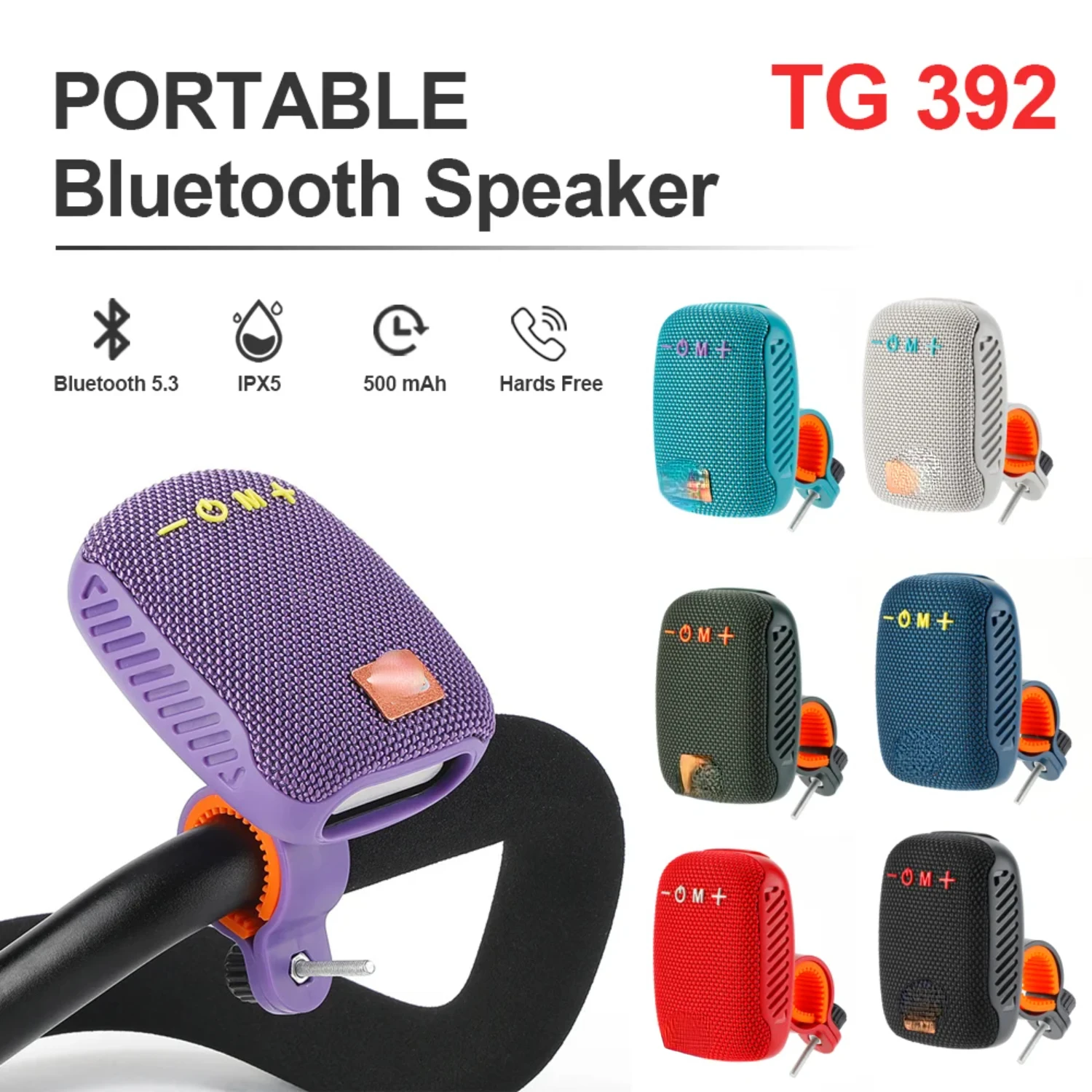 

Outdoor Bicycle TG392 Portable Bluetooth Speaker TWS Wireless Mini Bass FM Radio Soundbar Riding Music Loudspeaker Camping