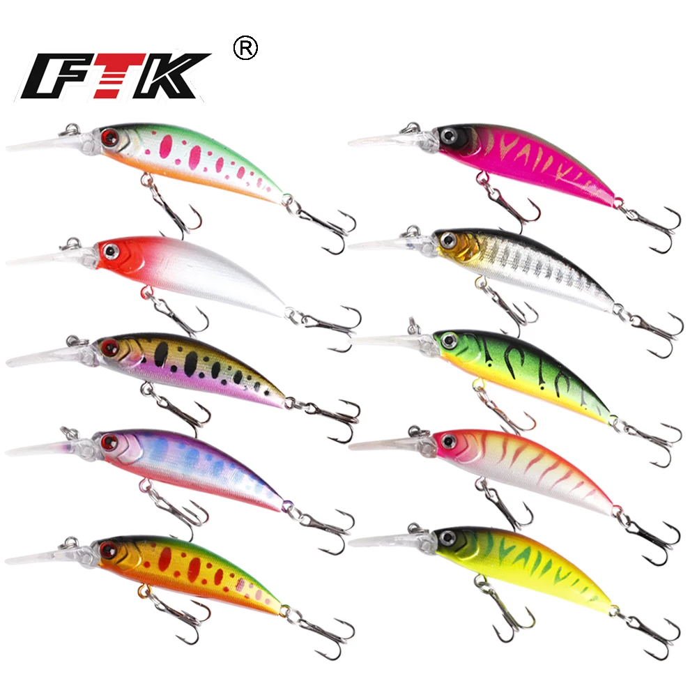 FTK 8,5 cm/3,35 Zoll 5,5 g harter Köder Minnow Streak Angelköder Bass Süßwasserhaken Tauchstange Wobbler Jerkbait